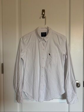 Abercrombie & Fitch White Men's Button-Down Oxford Shirt